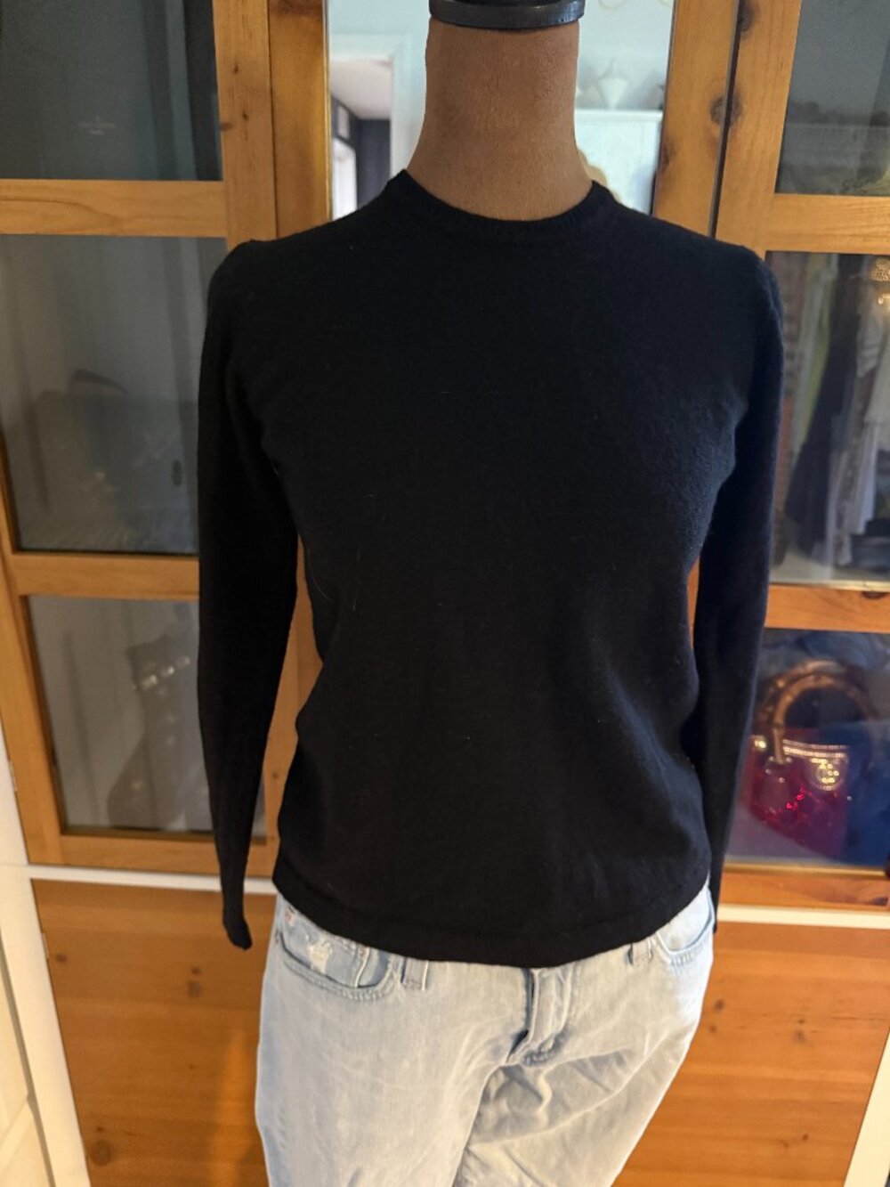Morgano Pure Wool Sweater Top in Black Size S
